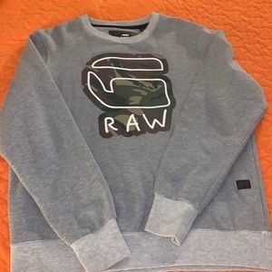G star raw gray sweatshirt with army fatigue logo